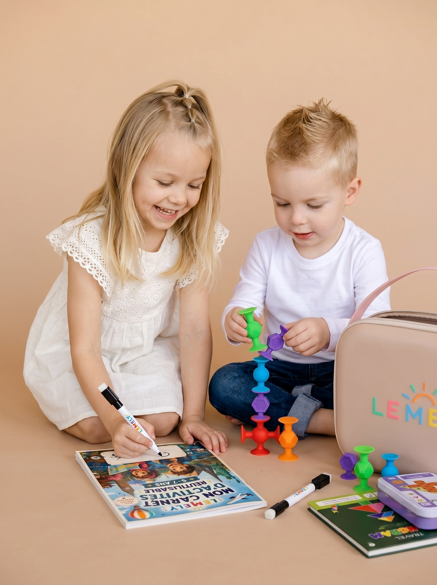 Kit de voyage enfant 5-7 ans sans écran Lemely avec jeux éducatifs pour la voiture, l'avion et le restaurant